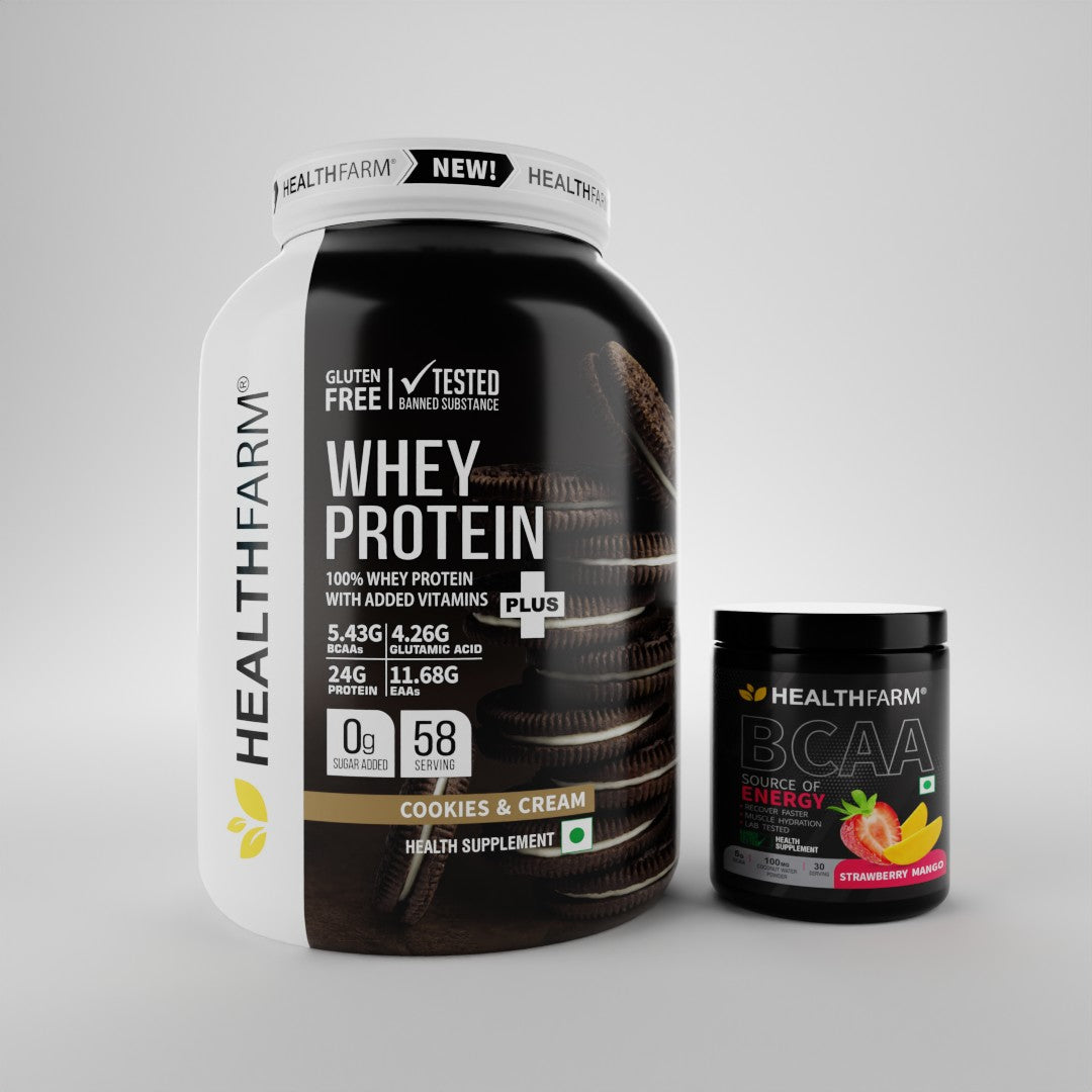 HealthFarm WHEY PROTEIN PLUS( 2Kg) + BCAA Combo Offer