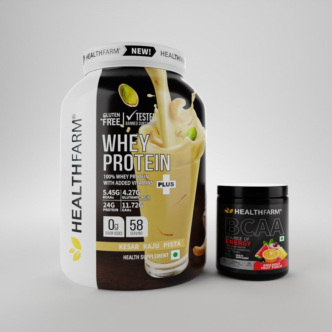 HealthFarm WHEY PROTEIN PLUS( 2Kg) + BCAA Combo Offer