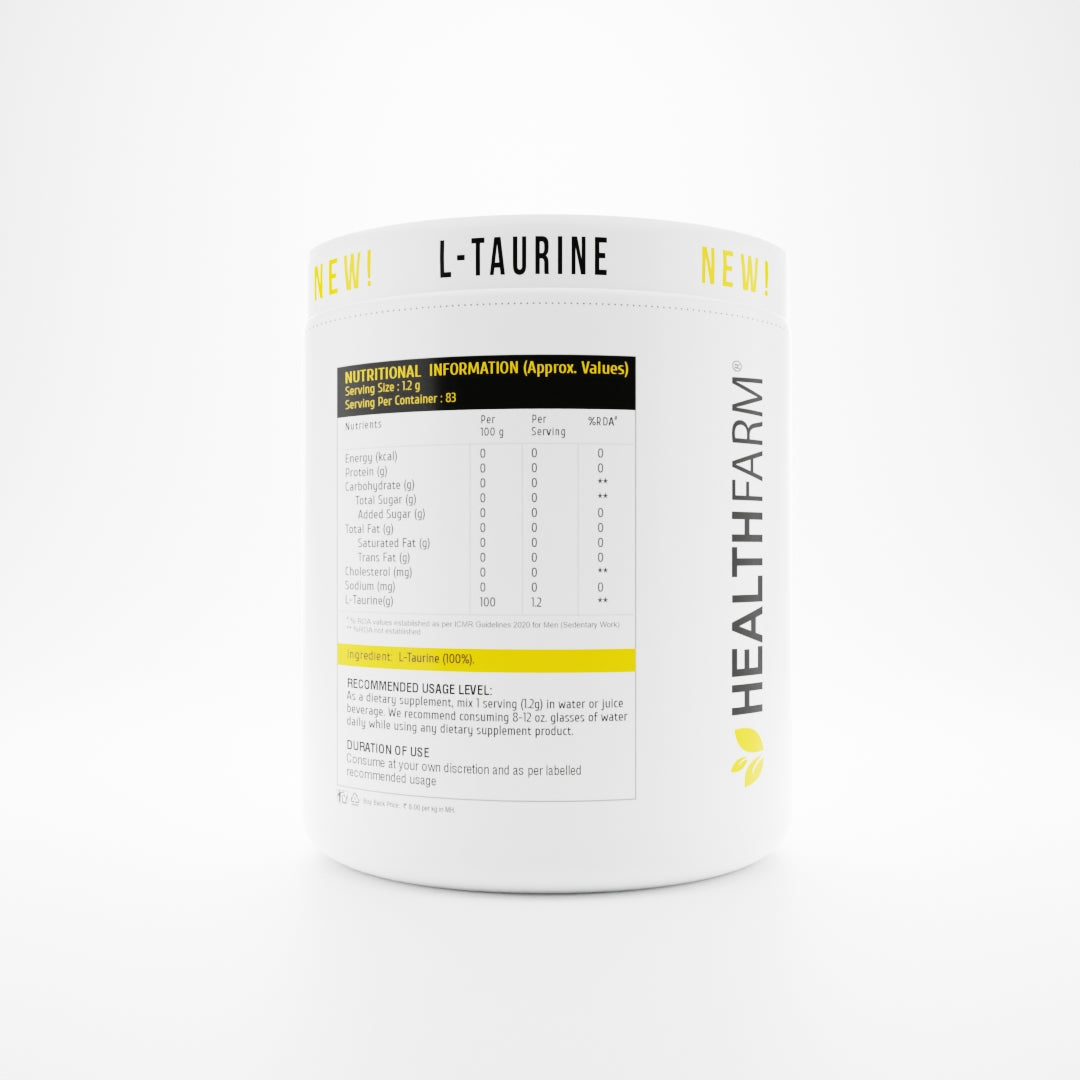 HealthFarm L-TAURINE 100% Pure L-TAURINE Unflavoured (100g)