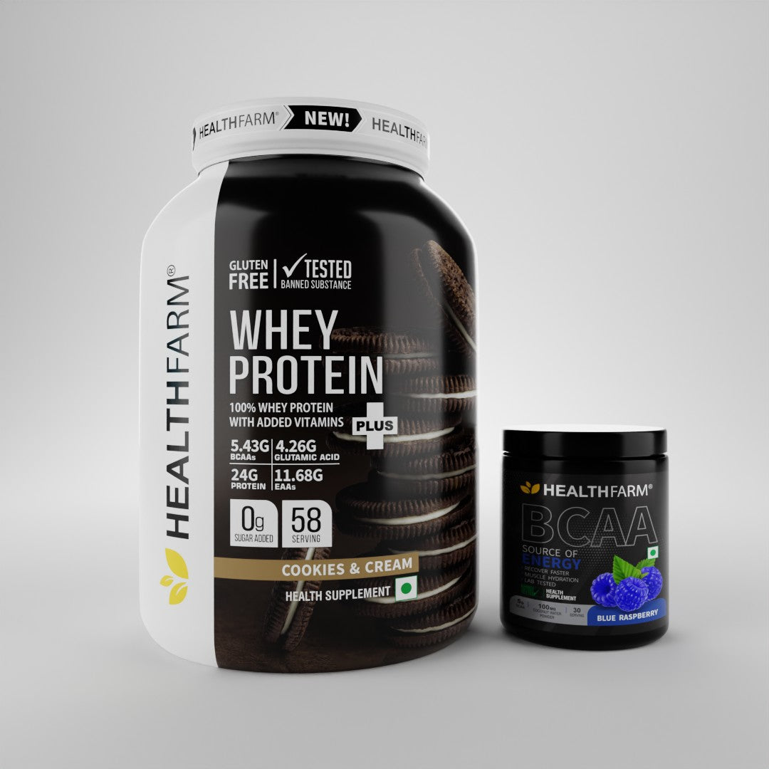 HealthFarm WHEY PROTEIN PLUS( 2Kg) + BCAA Combo Offer