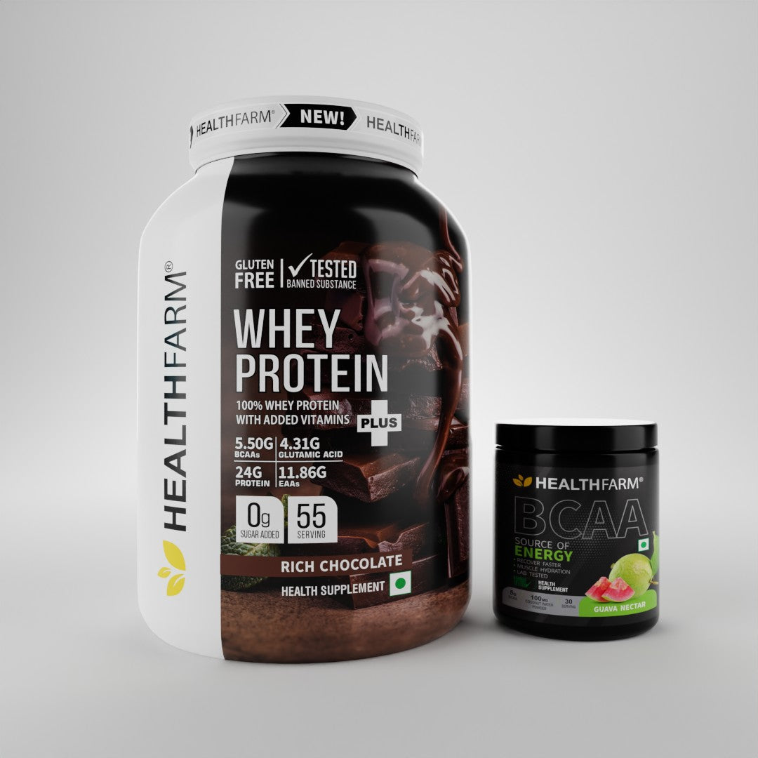 HealthFarm WHEY PROTEIN PLUS( 2Kg) + BCAA Combo Offer
