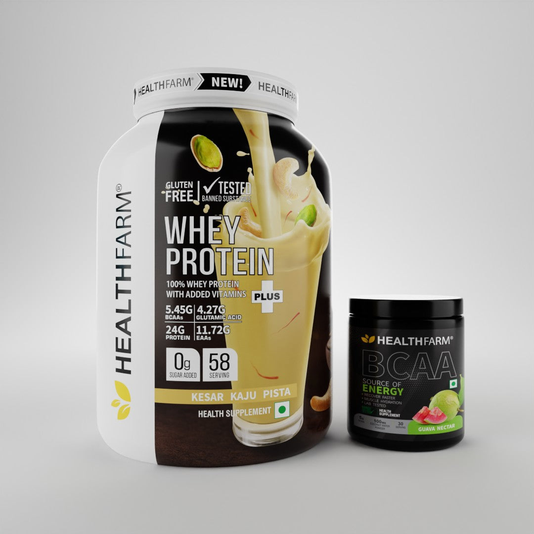 HealthFarm WHEY PROTEIN PLUS( 2Kg) + BCAA Combo Offer