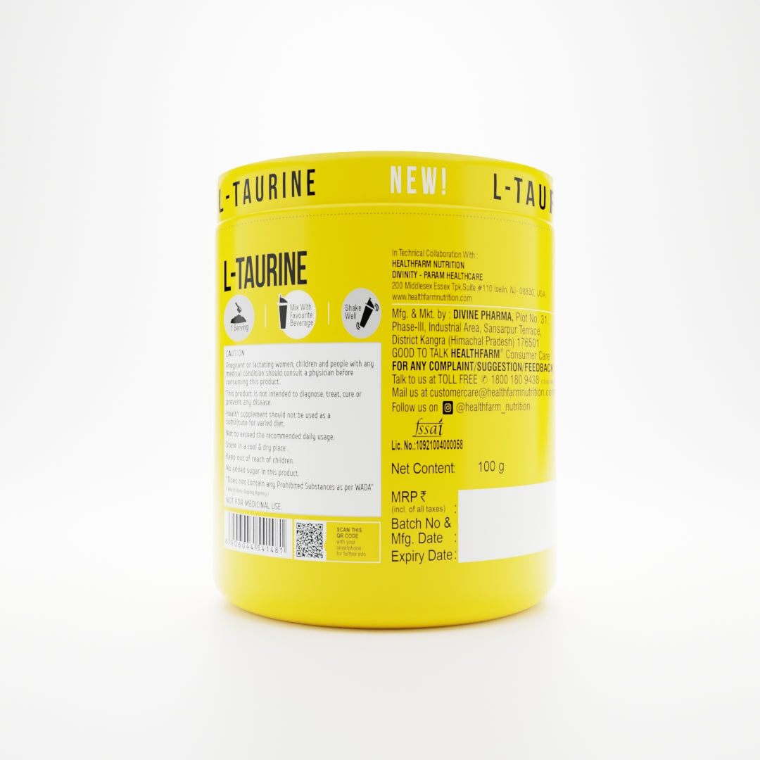 HealthFarm L-TAURINE 100% Pure L-TAURINE Unflavoured (100g)