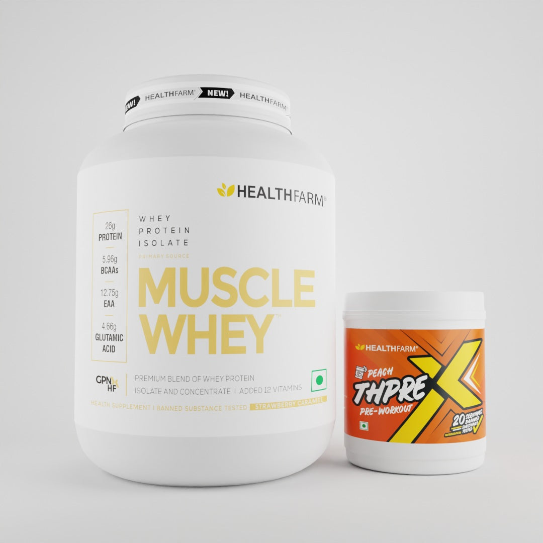 Healthfarm Muscle Whey (2Kg) + ThPreX Pre-workout + Free Shaker - Healthfarm Nutrition