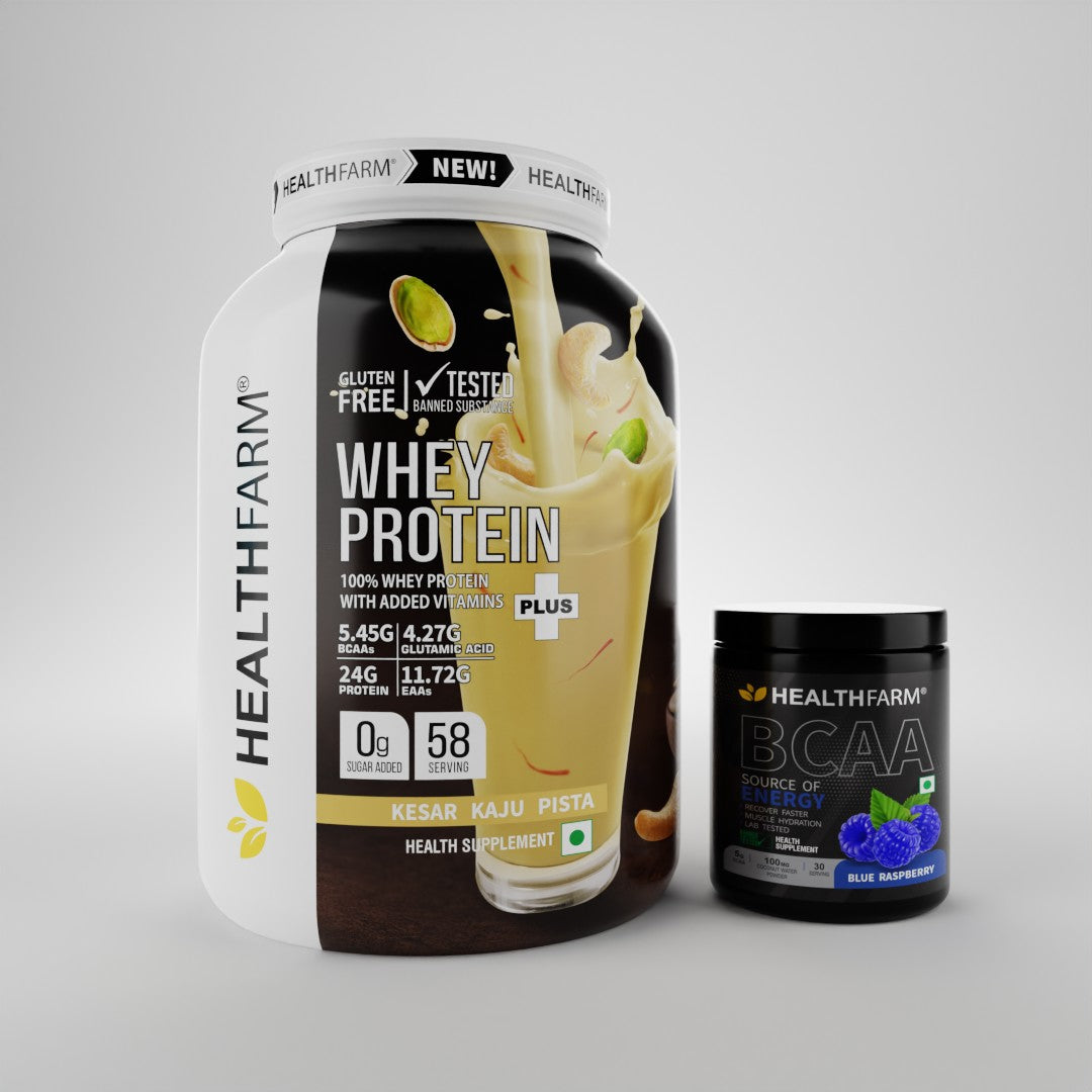 HealthFarm WHEY PROTEIN PLUS( 2Kg) + BCAA Combo Offer