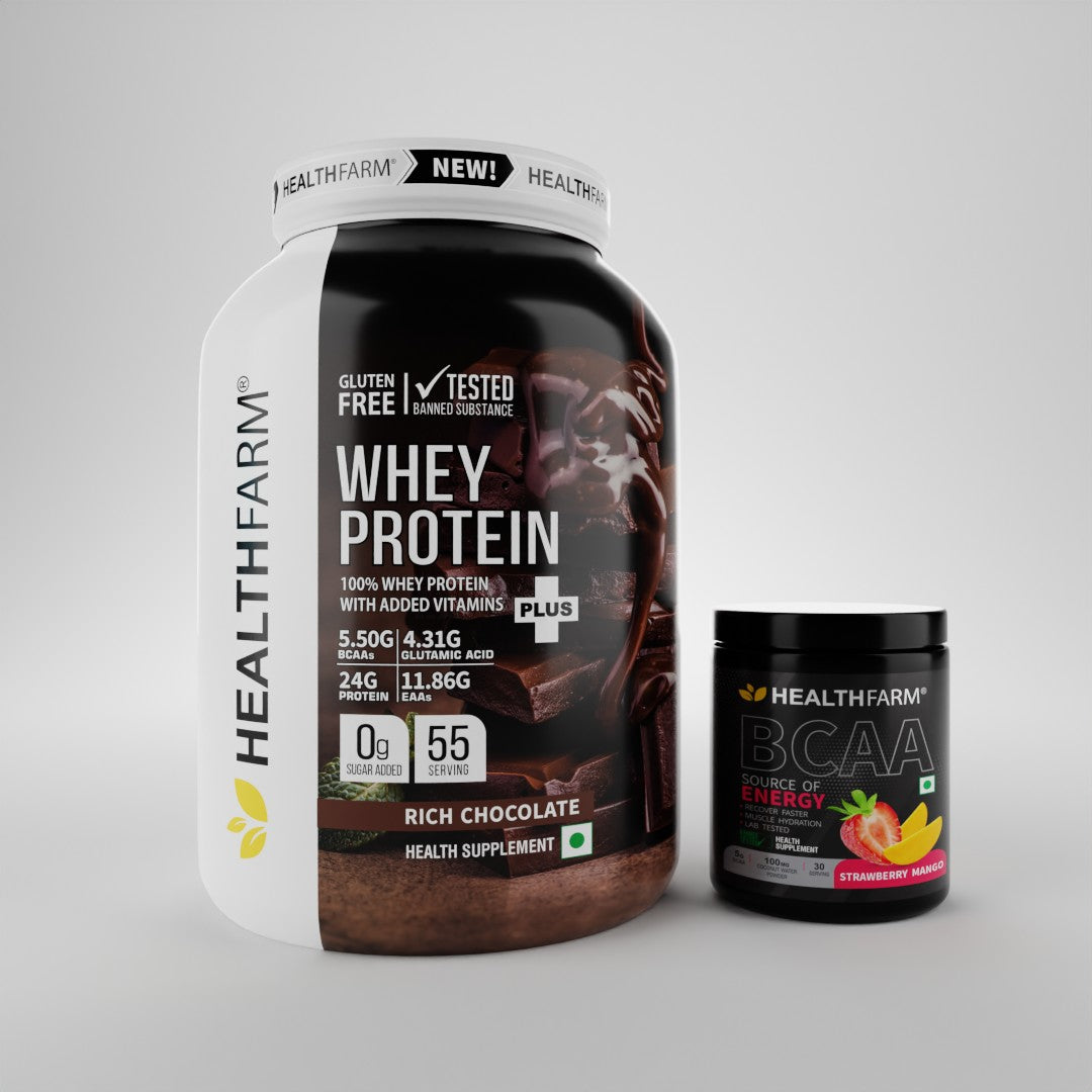 HealthFarm WHEY PROTEIN PLUS( 2Kg) + BCAA Combo Offer