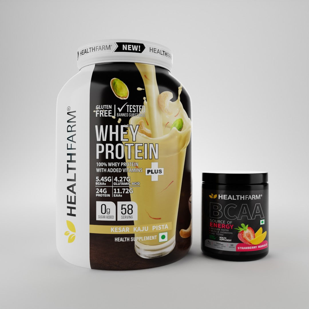 HealthFarm WHEY PROTEIN PLUS( 2Kg) + BCAA Combo Offer