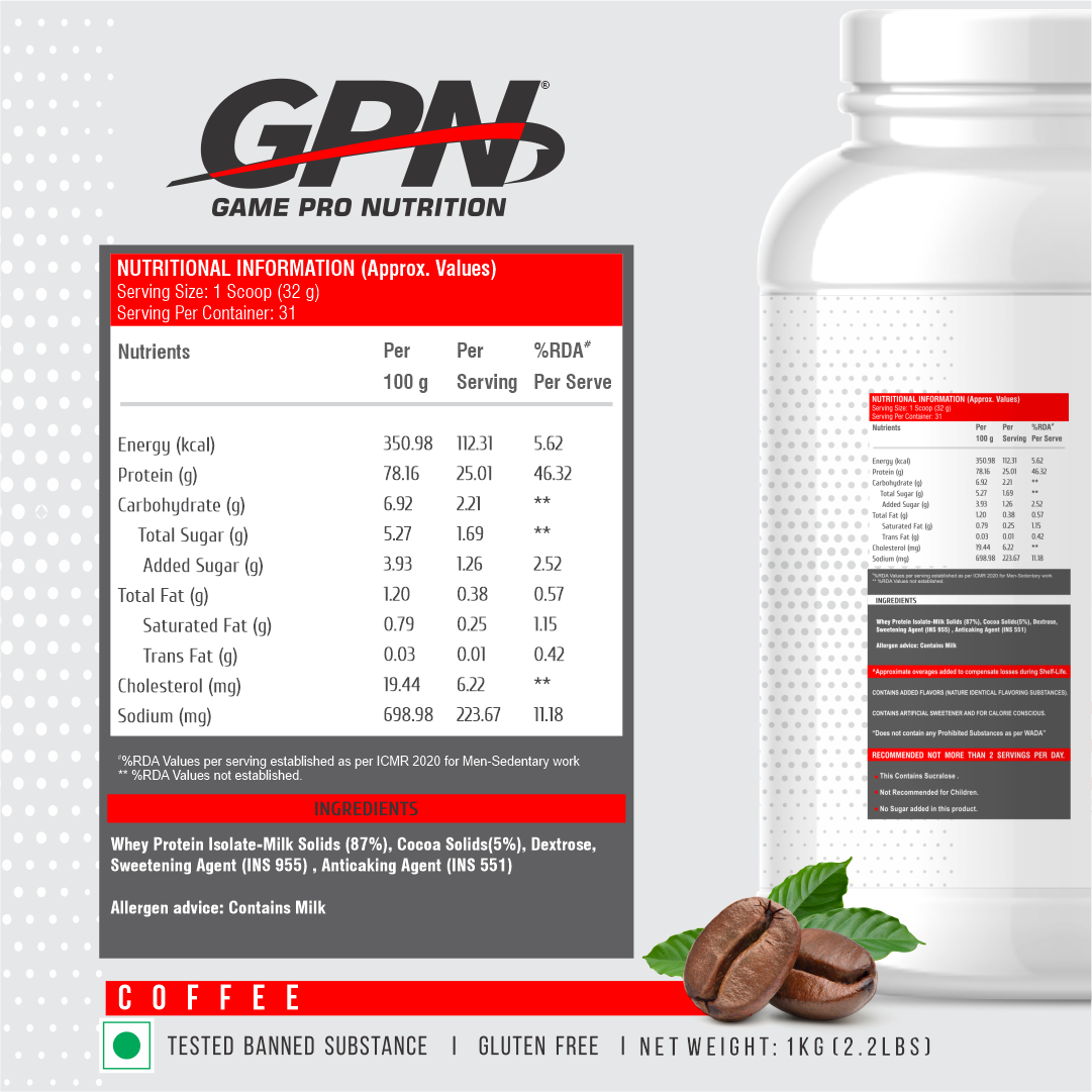 GPN 100% Whey Isolate Protein, 25g Protein (Gluten Free, Non-GMO)