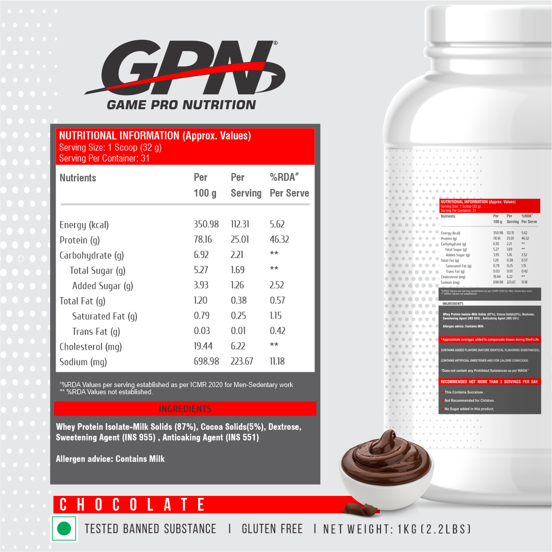 GPN 100% Whey Isolate Protein, 25g Protein (Gluten Free, Non-GMO)
