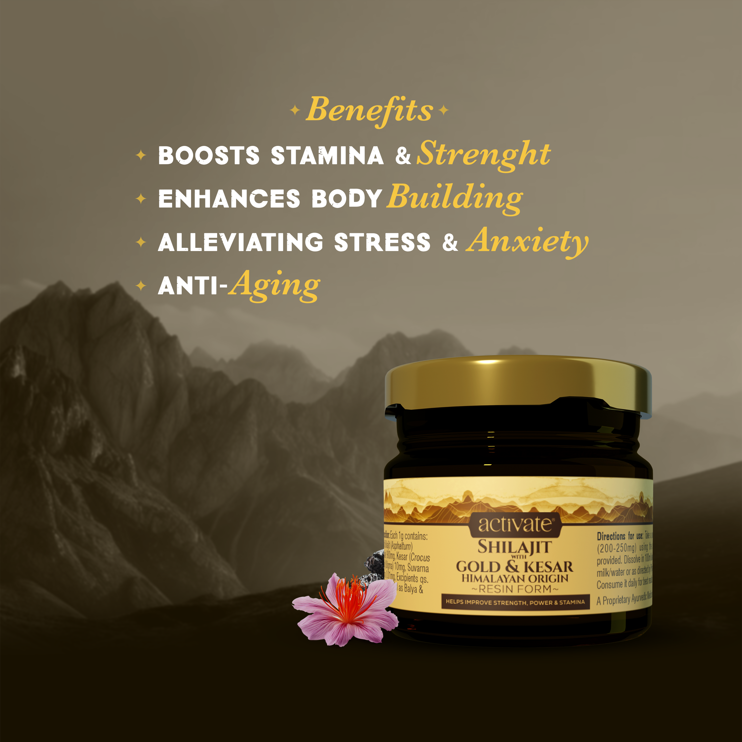 Activate Shilajit with Gold & Kesar – 20g – Himalayan Origin