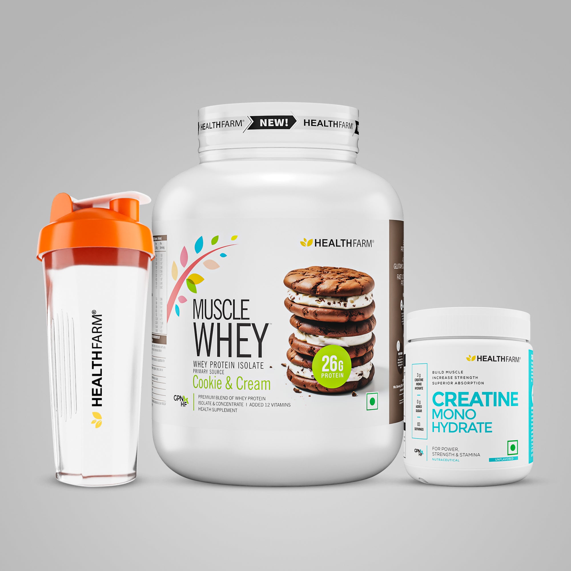 Healthfarm Muscle Whey (2Kg) + Creatine (50g)