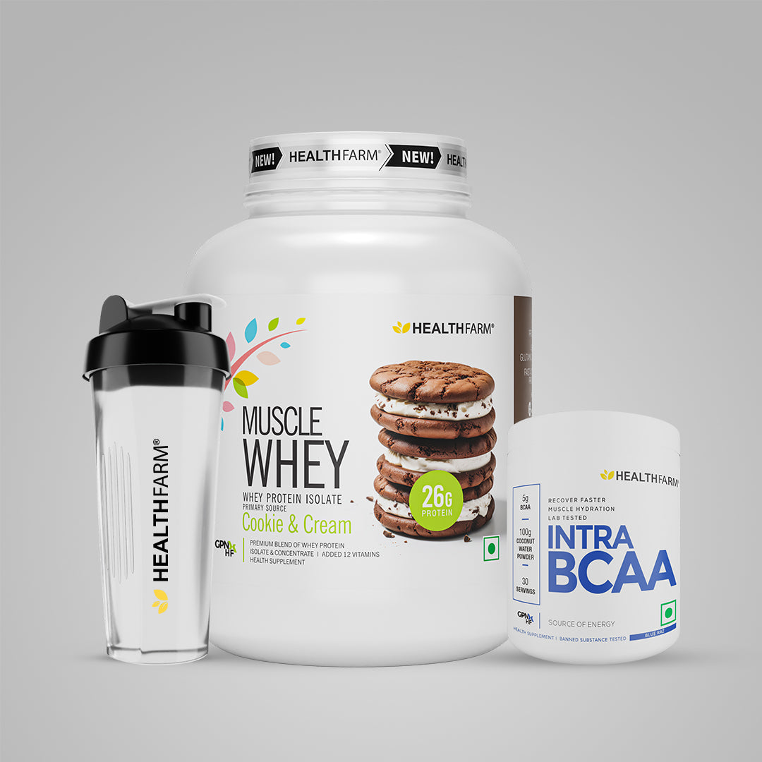 Healthfarm Muscle Whey (2Kg) + Intra BCAA + Free Shaker