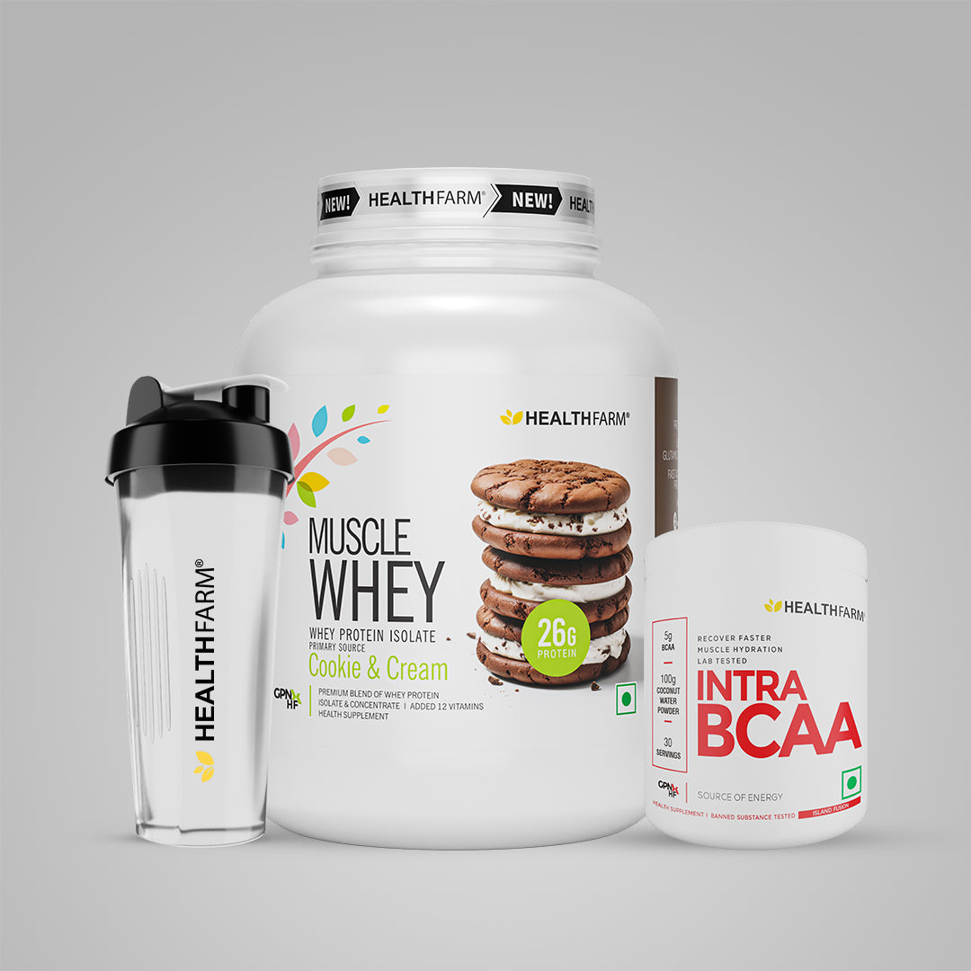 Healthfarm Muscle Whey (2Kg) + Intra BCAA + Free Shaker
