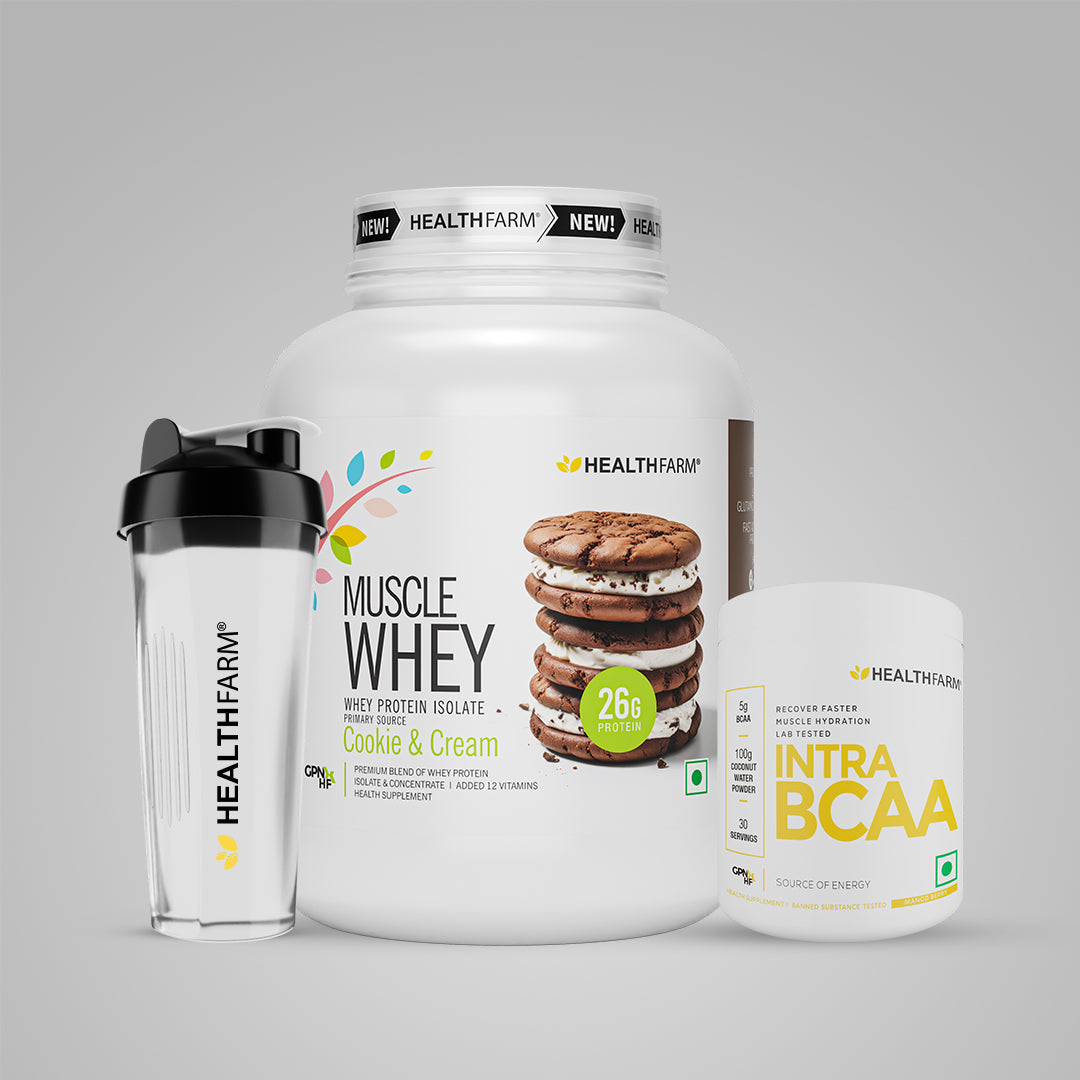 Healthfarm Muscle Whey (2Kg) + Intra BCAA + Free Shaker