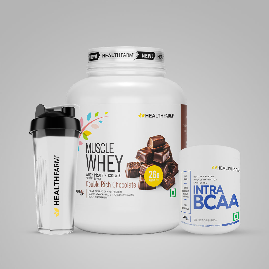 Healthfarm Muscle Whey (2Kg) + Intra BCAA + Free Shaker