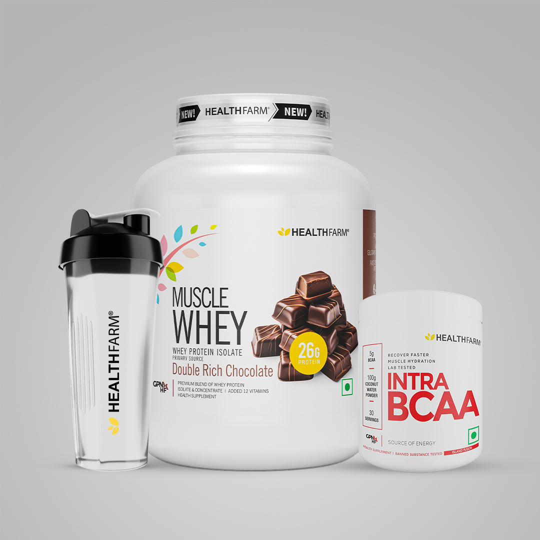 Healthfarm Muscle Whey (2Kg) + Intra BCAA + Free Shaker