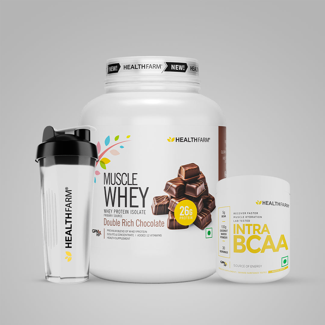 Healthfarm Muscle Whey (2Kg) + Intra BCAA + Free Shaker