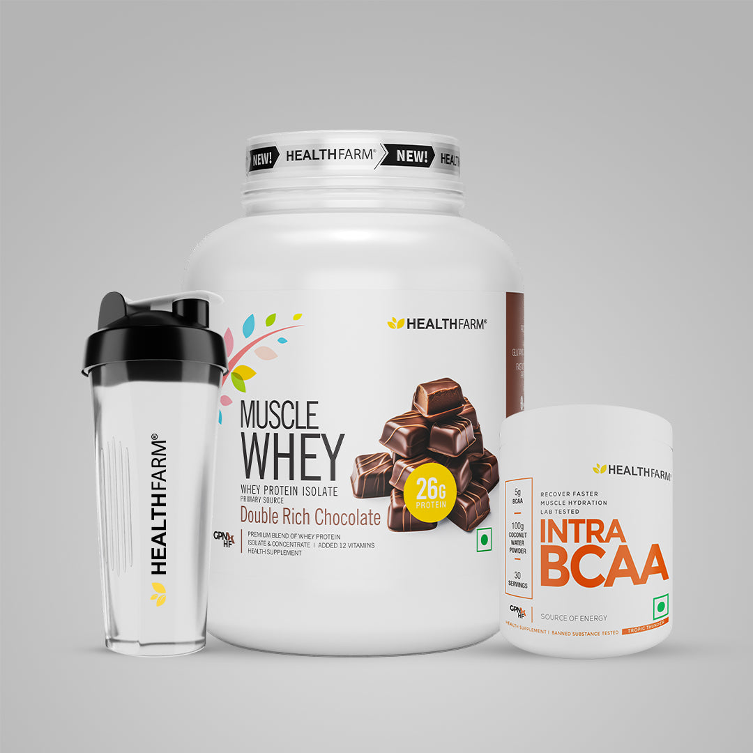 Healthfarm Muscle Whey (2Kg) + Intra BCAA + Free Shaker