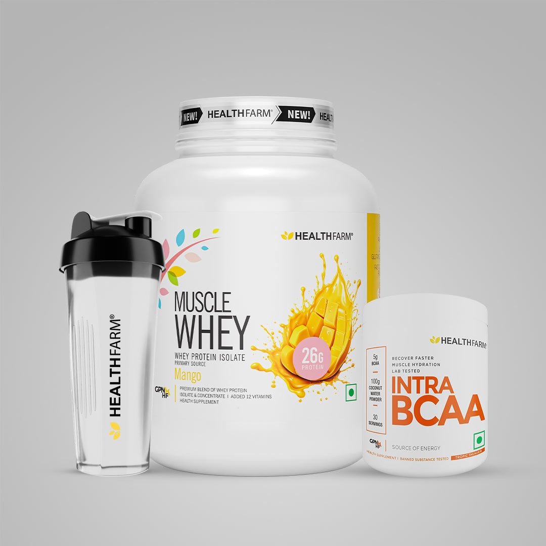Healthfarm Muscle Whey (2Kg) + Intra BCAA + Free Shaker