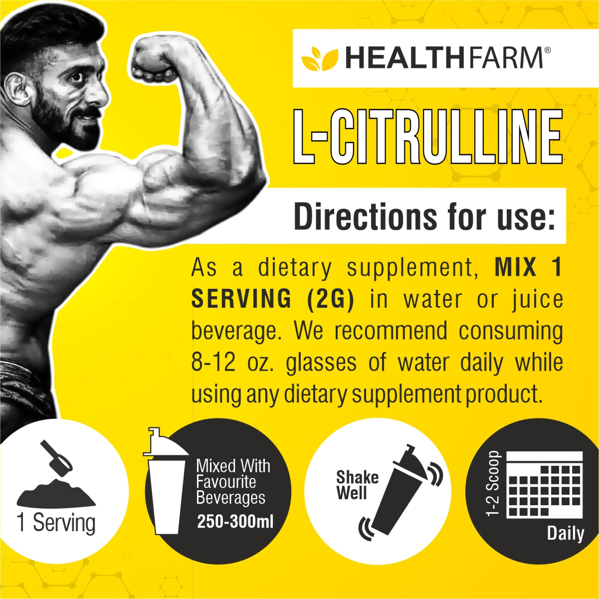 HealthFarm Citrulline Mallate for Muscle Power & Pump (100gm)