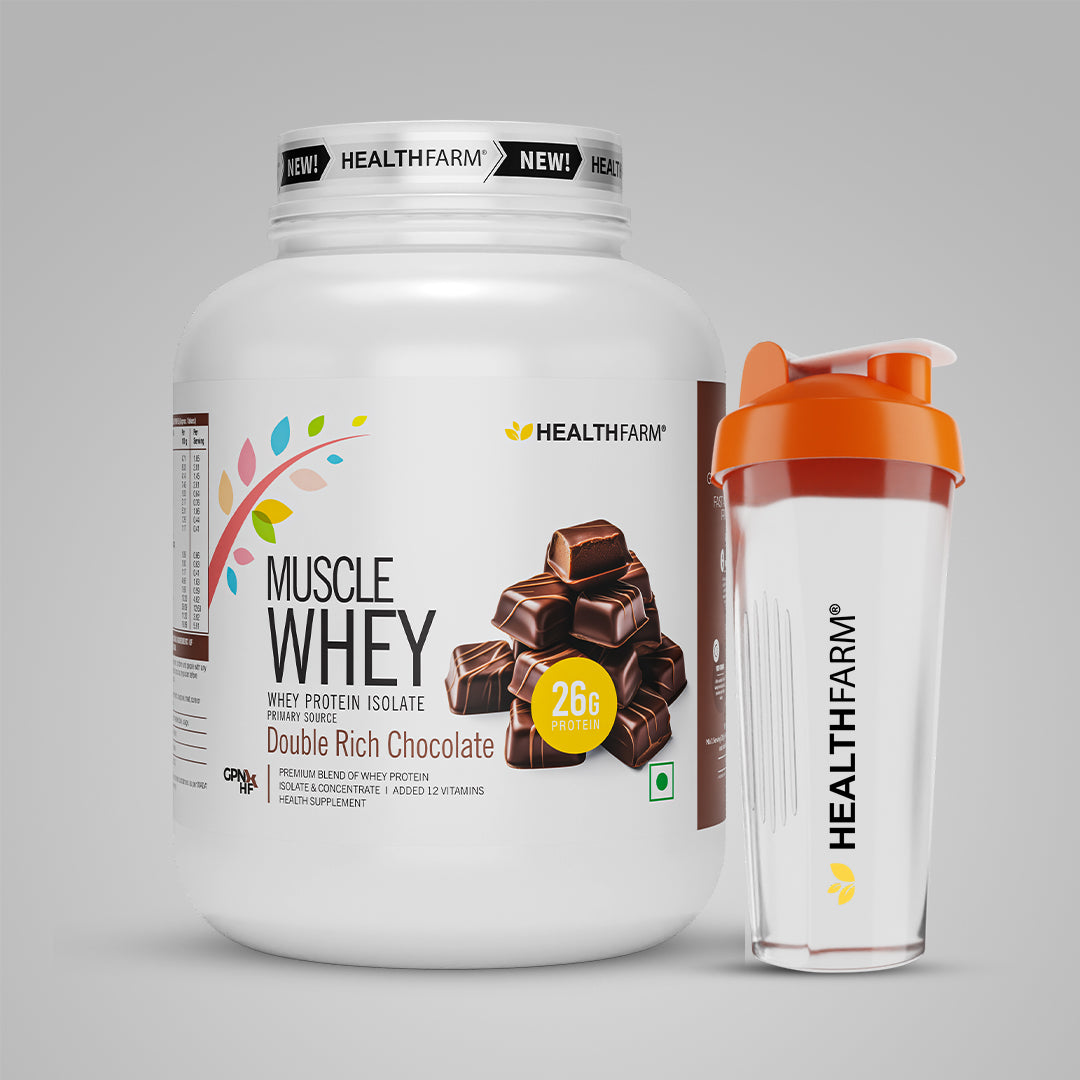 HealthFarm Muscle Whey Protein Isolate & Concentrate | Premium Blend of Whey Protein