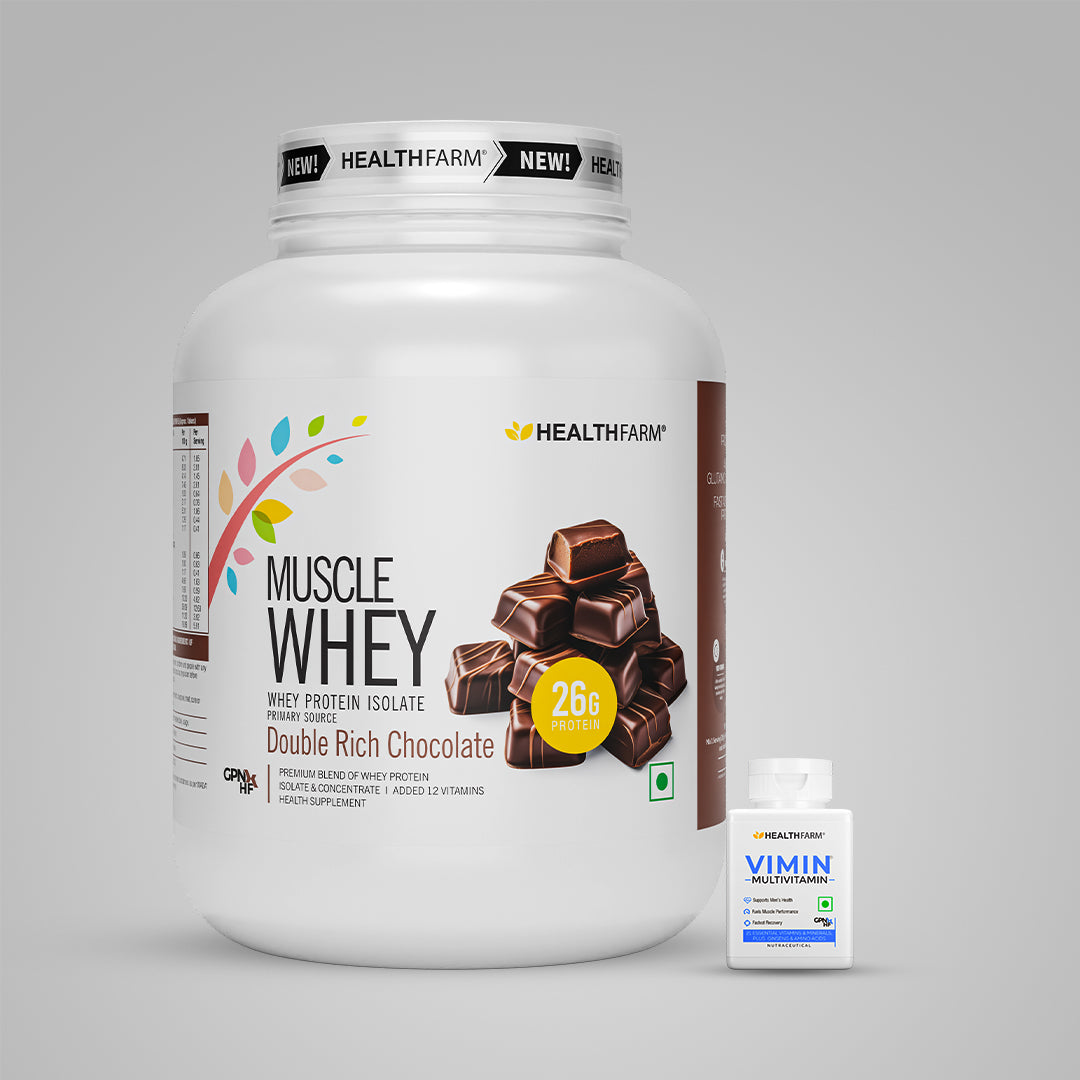 HealthFarm Muscle Whey Protein Isolate & Concentrate | Premium Blend of Whey Protein