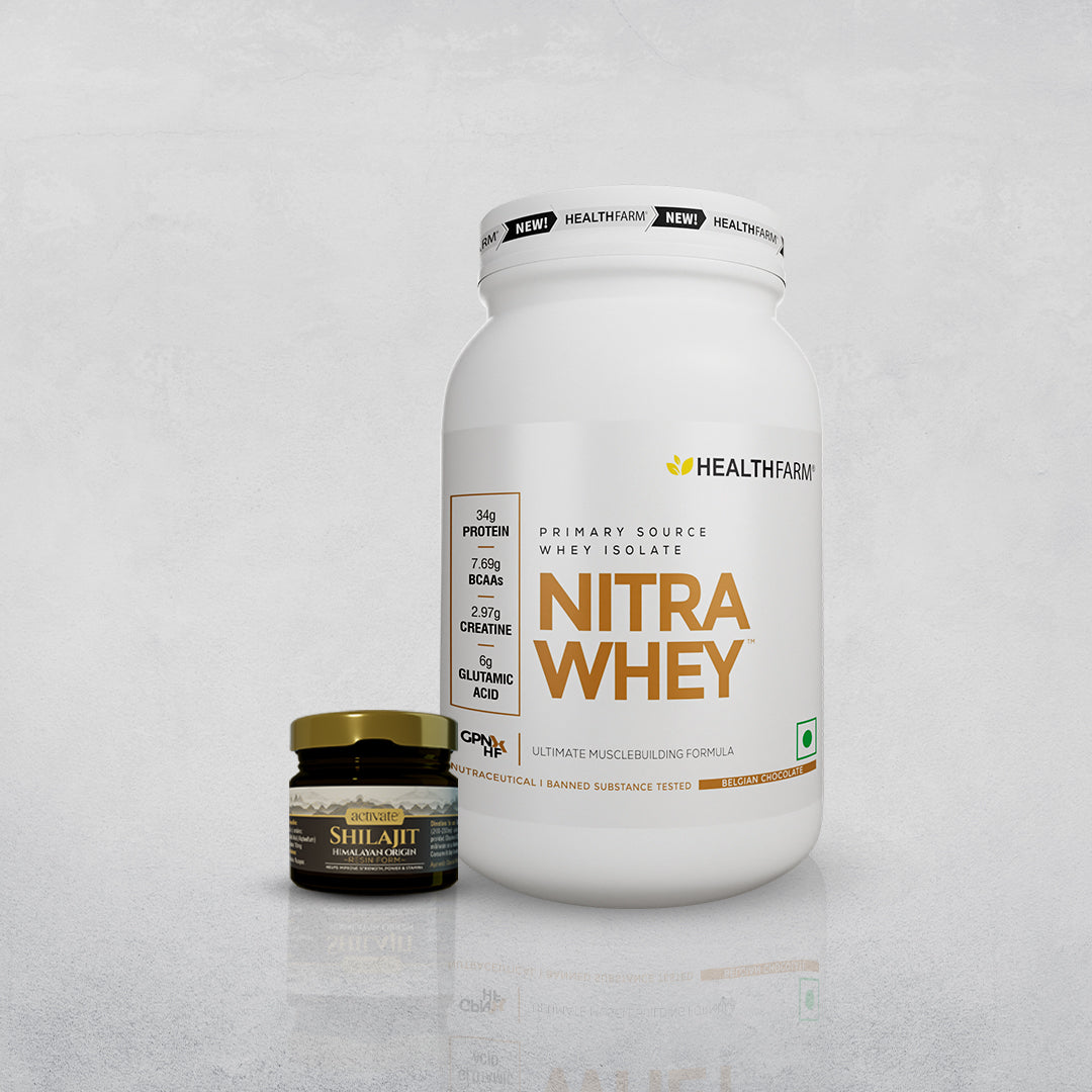 Healthfarm Nitra Whey (1Kg) + Shilajit (20g) - Healthfarm Nutrition