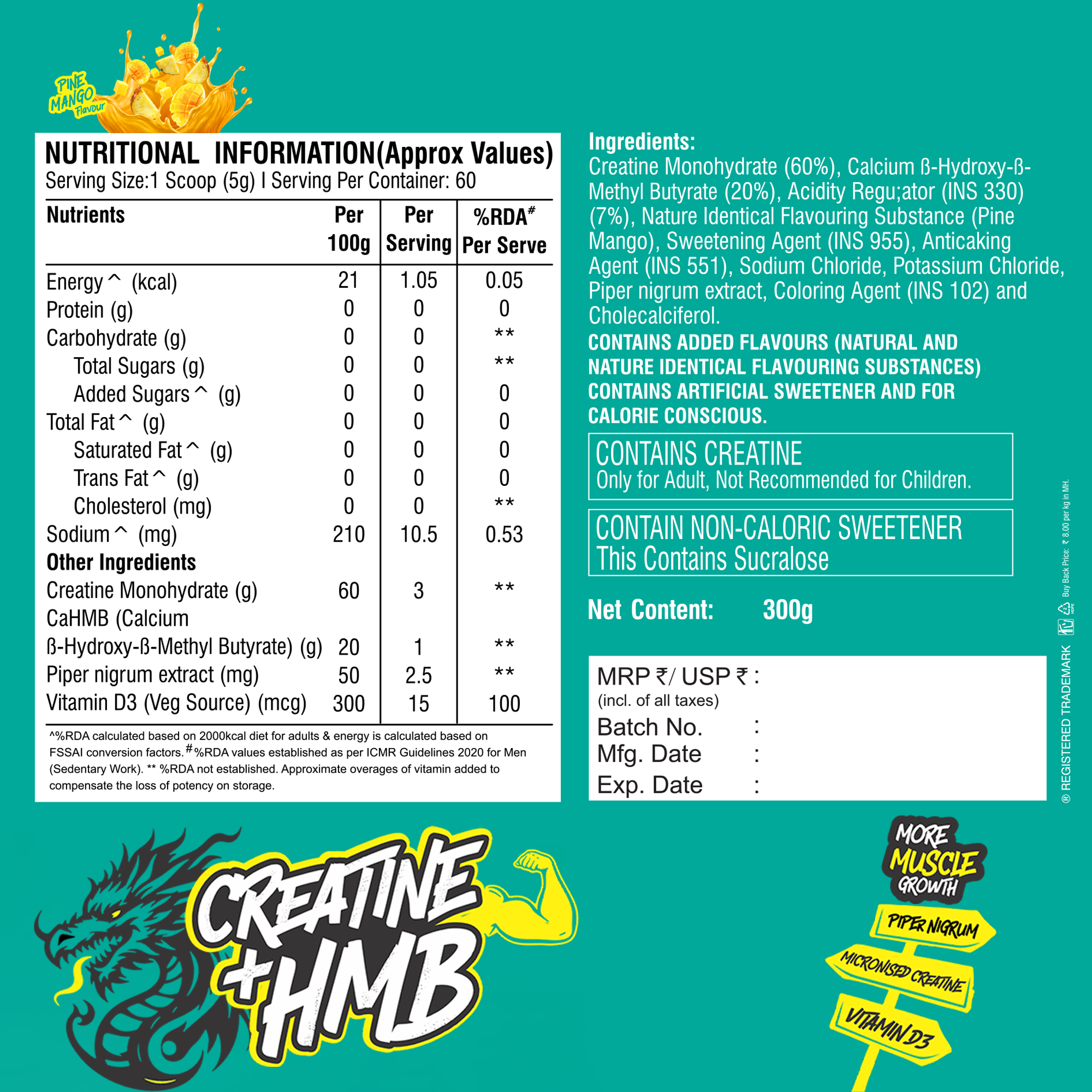 Healthfarm Creatine + HMB | Premium Creatine Formula for Muscle Growth