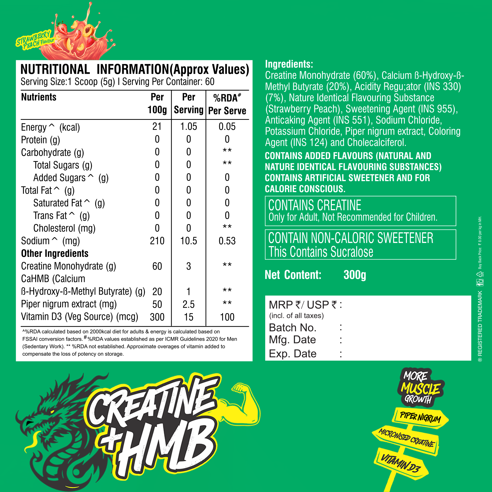 Healthfarm Creatine + HMB | Premium Creatine Formula for Muscle Growth
