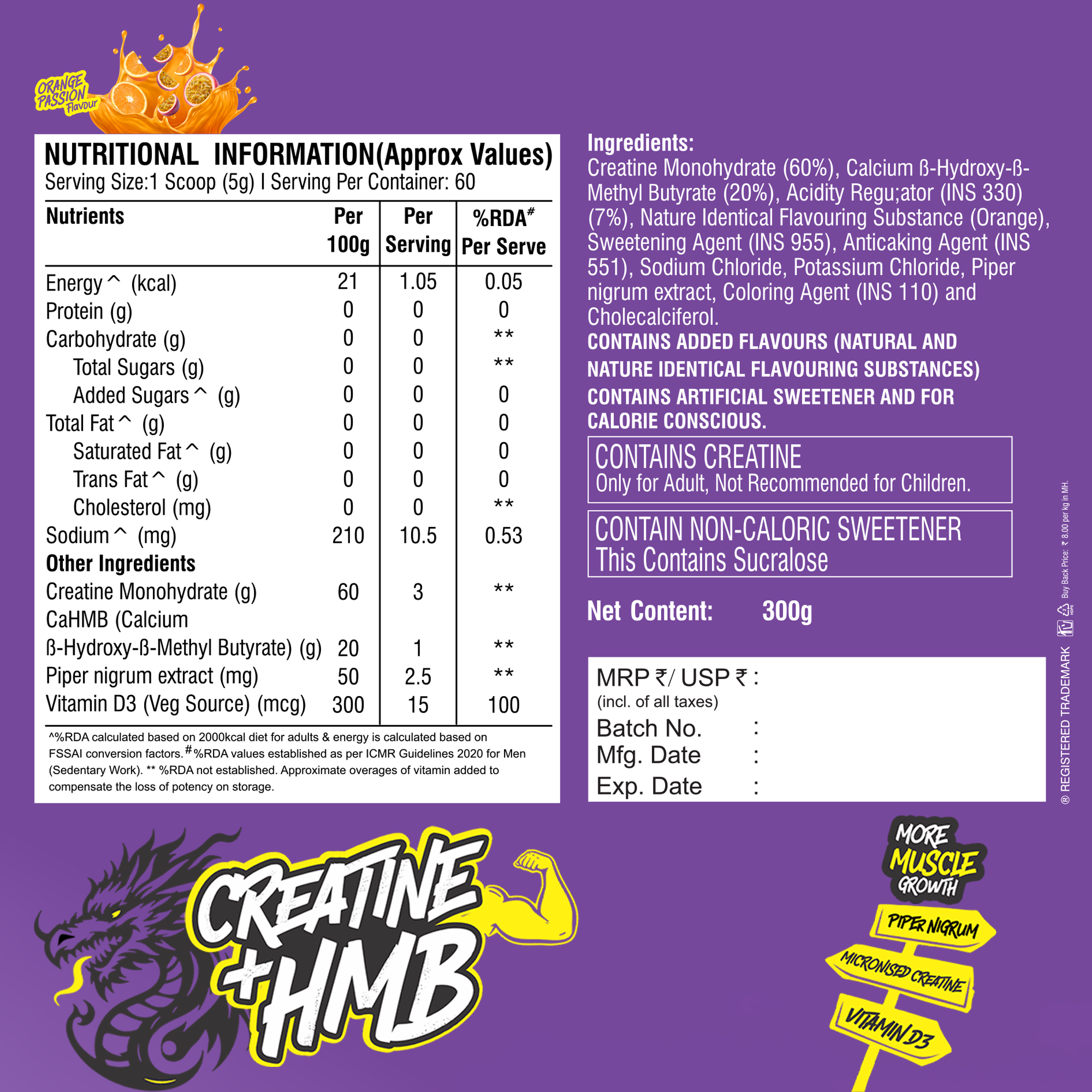 Healthfarm Creatine + HMB | Premium Creatine Formula for Muscle Growth