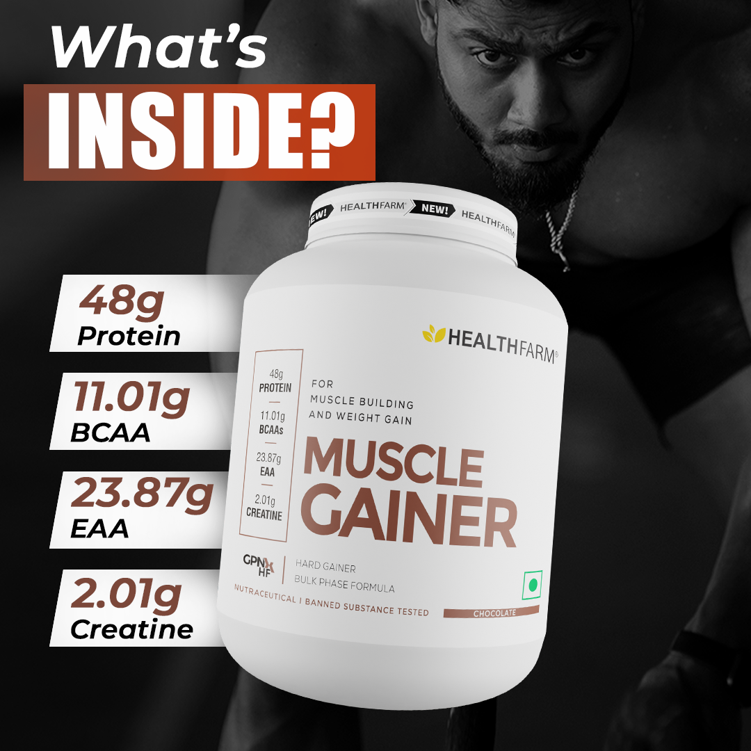 Healthfarm Muscle Gainer (3Kg) Hard Gainer Bulk Phase Formula