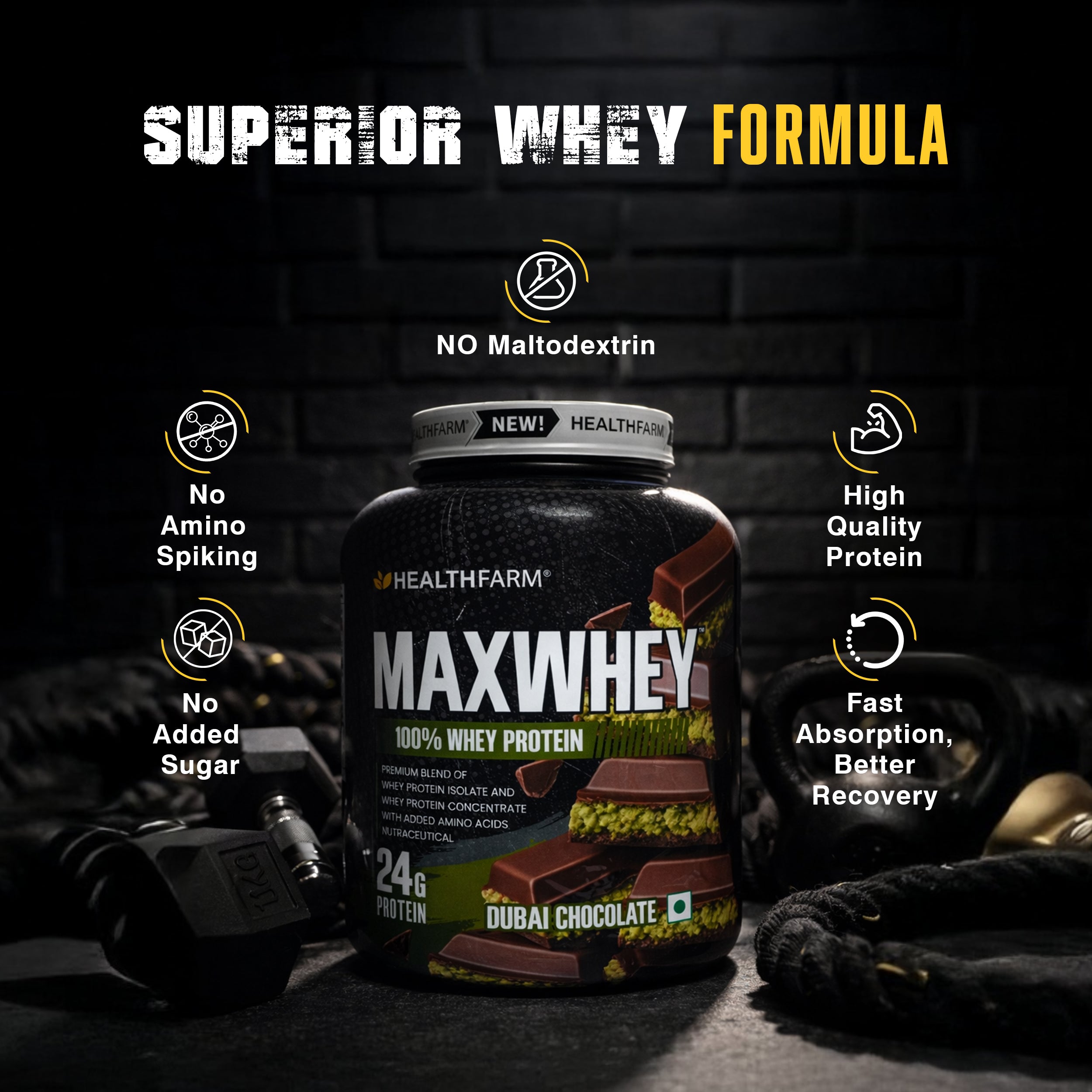 Healthfarm Maxwhey 24g Protein | 100% Whey Protein