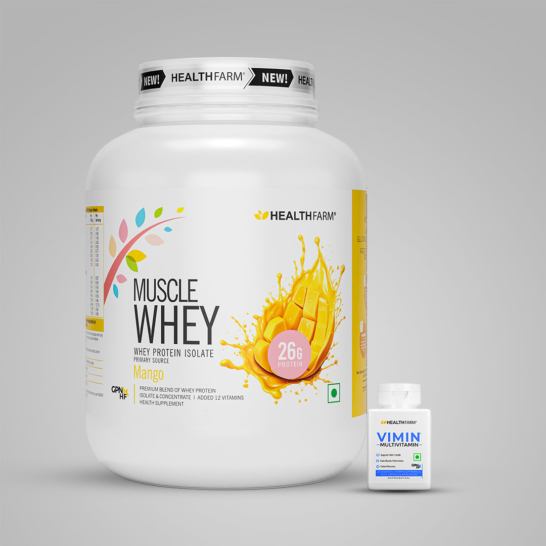 HealthFarm Muscle Whey Protein Isolate & Concentrate | Premium Blend of Whey Protein
