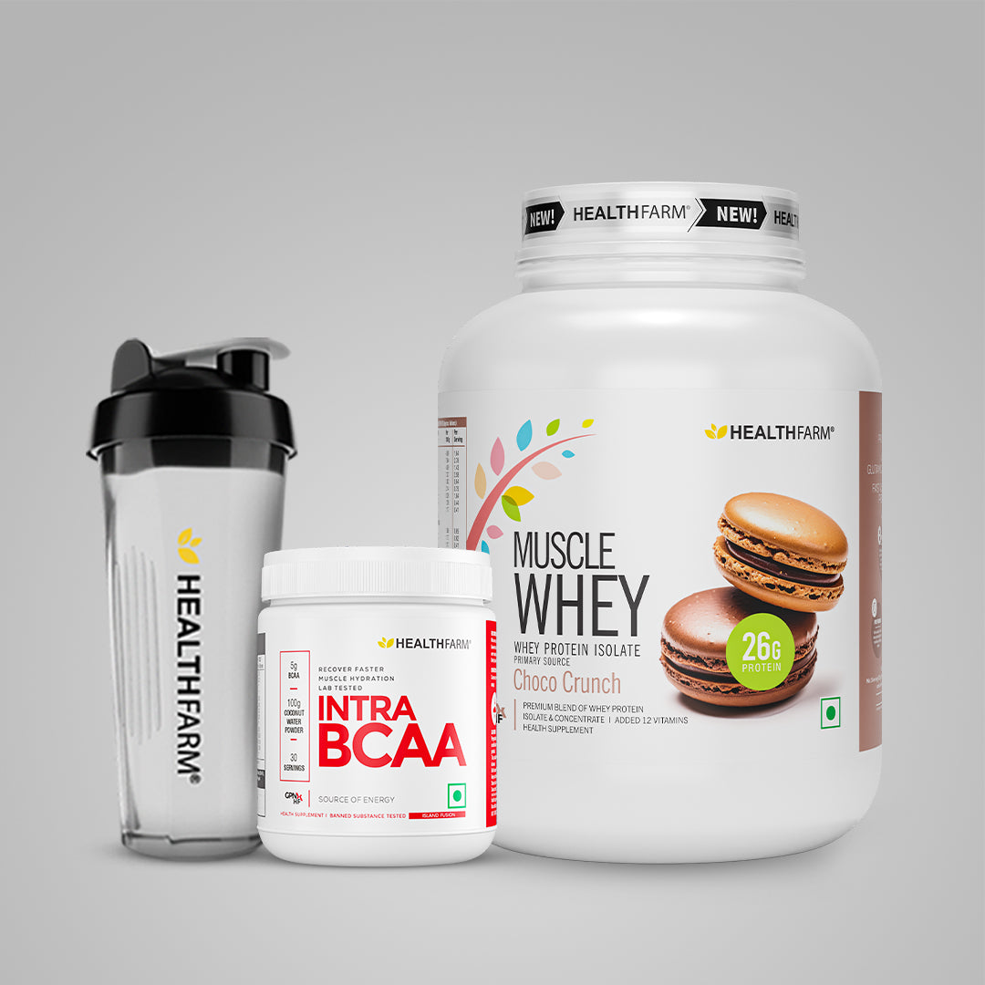 Healthfarm Muscle Whey (2Kg) + Intra BCAA + Free Shaker