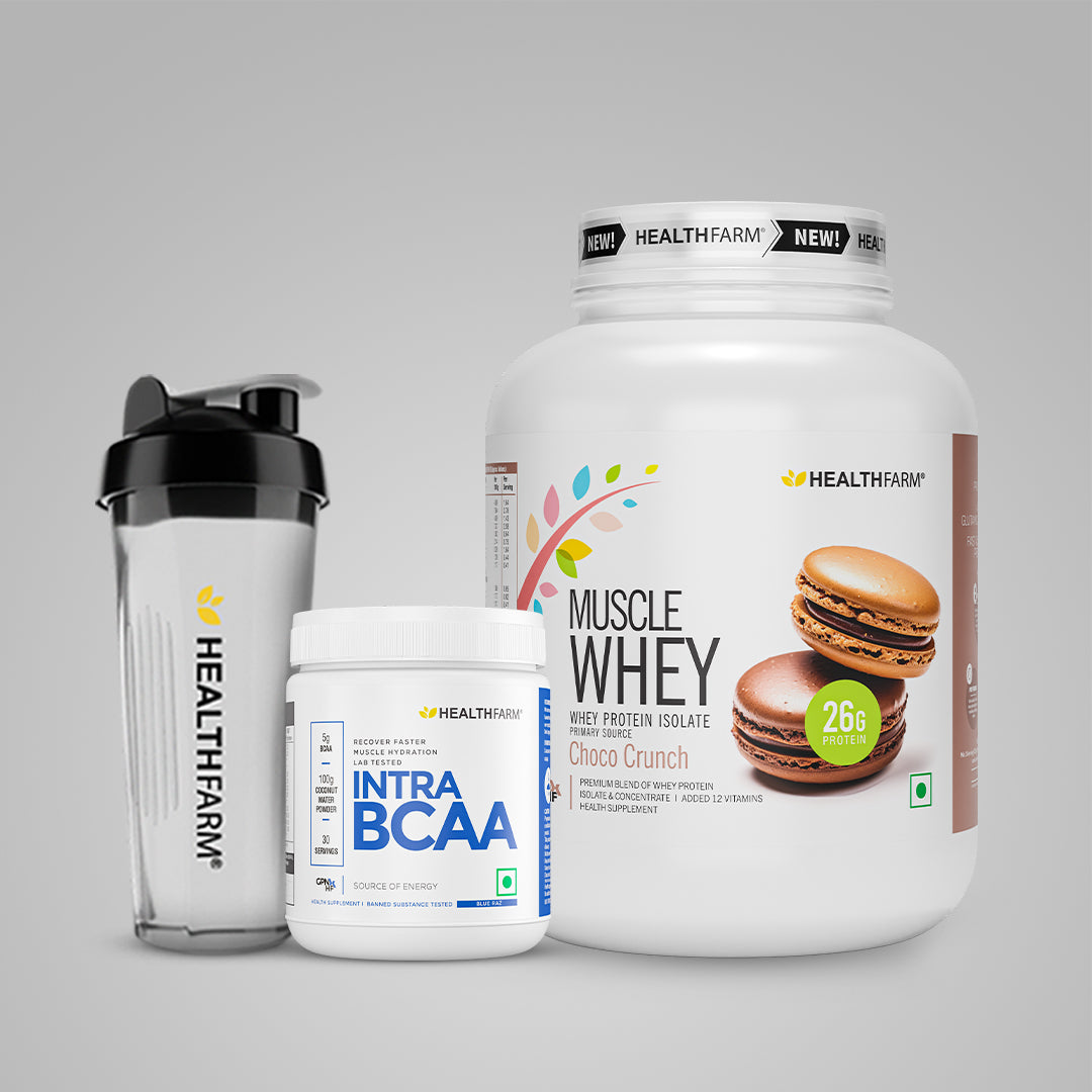 Healthfarm Muscle Whey (2Kg) + Intra BCAA + Free Shaker