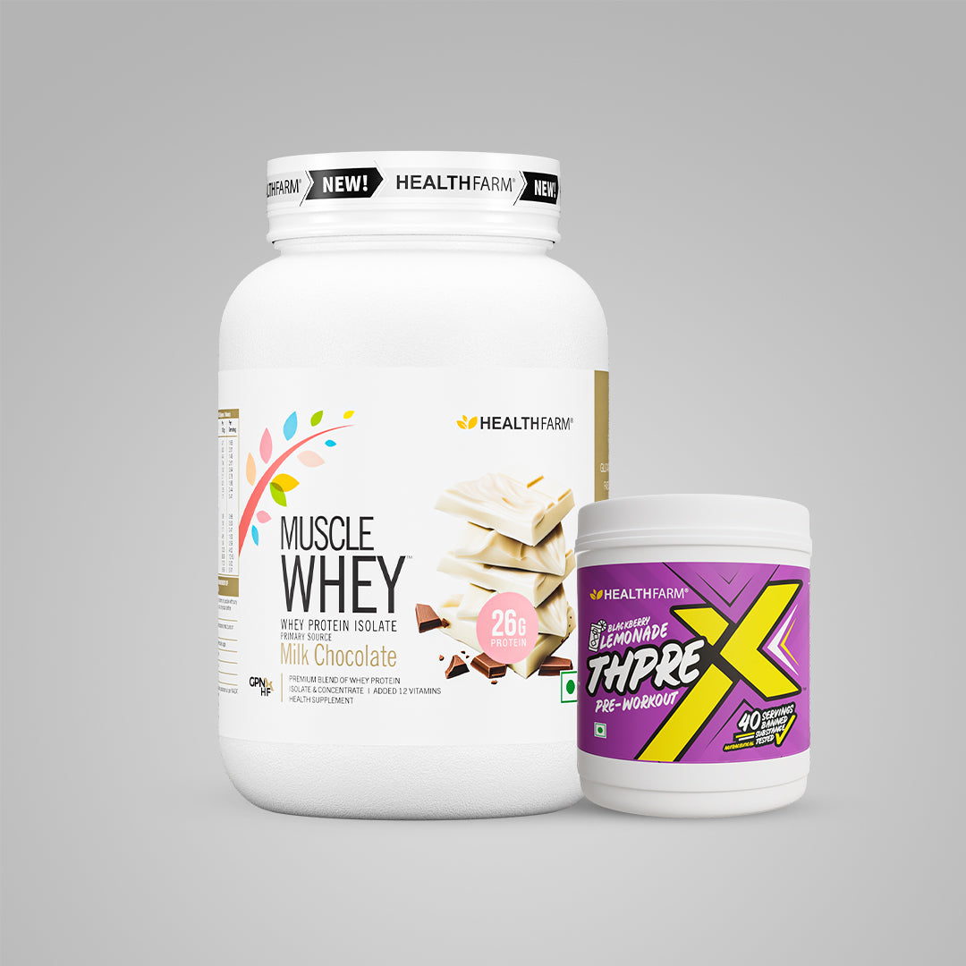 Healthfarm Muscle Whey (1Kg) + ThpreX Pre-workout (500g)