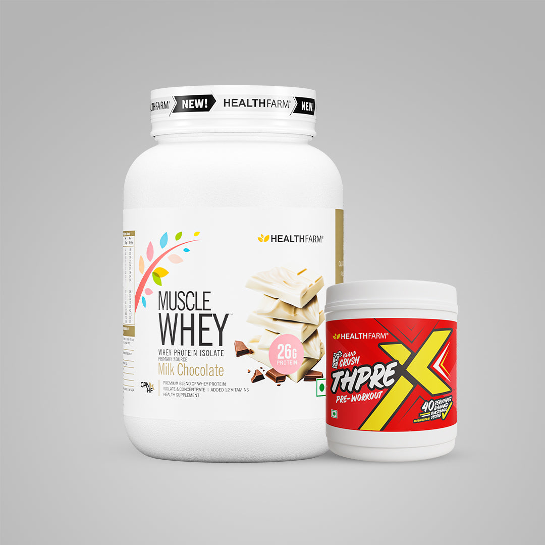 Healthfarm Muscle Whey (1Kg) + ThpreX Pre-workout (500g)