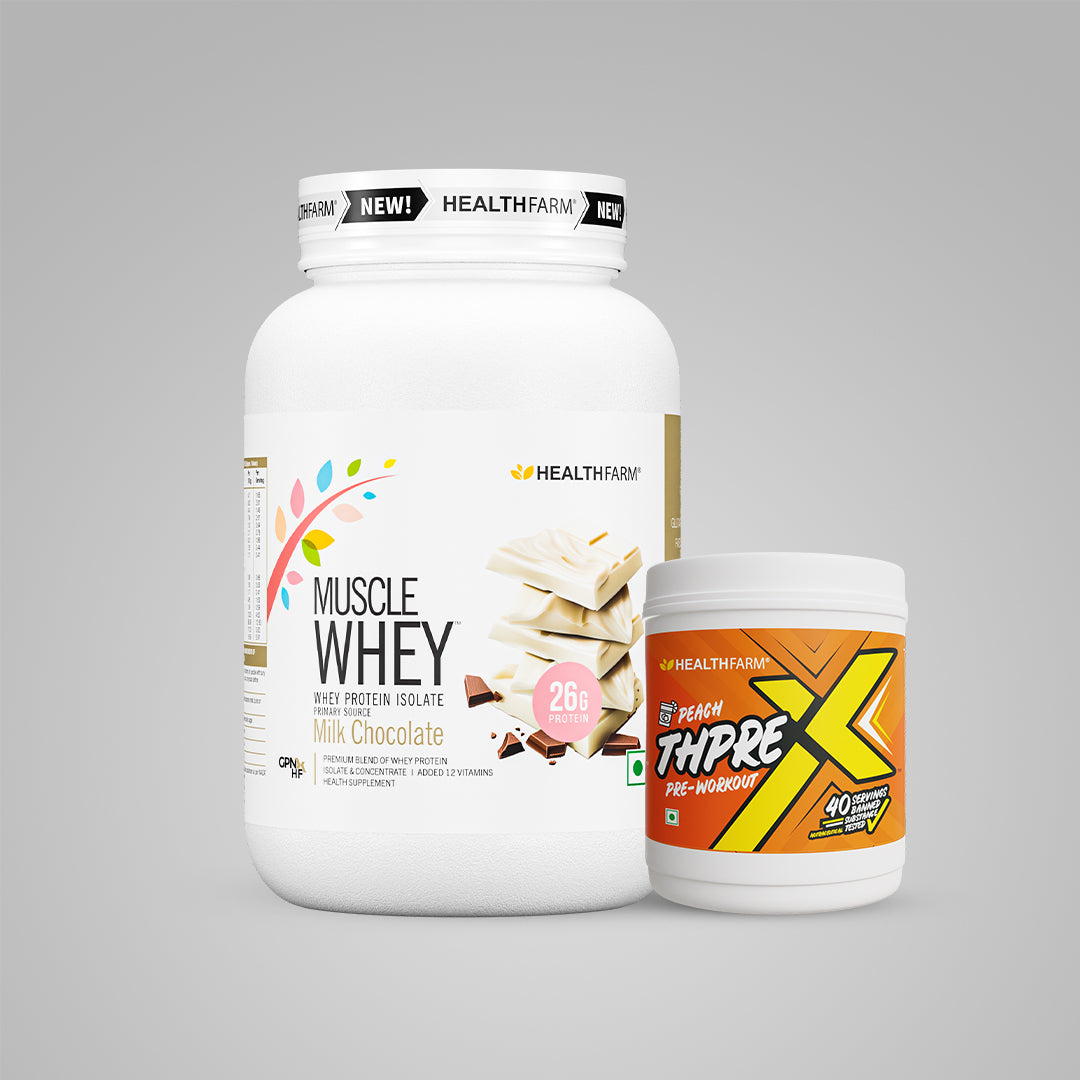 Healthfarm Muscle Whey (1Kg) + ThpreX Pre-workout (500g)