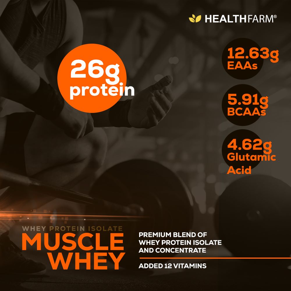 Healthfarm Muscle Whey Protein (1kg), BUY 1 GET 2 Offer
