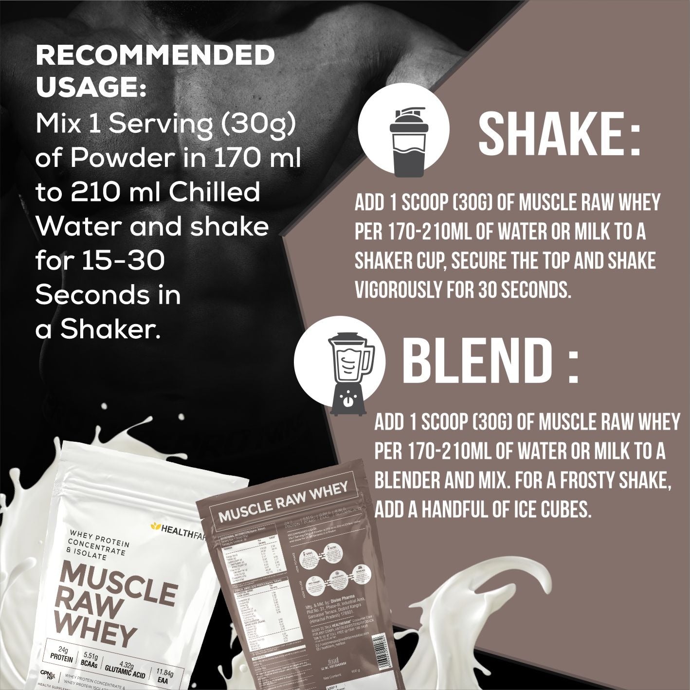 Healthfarm Muscle Raw Whey + Creatine (50g) Combo