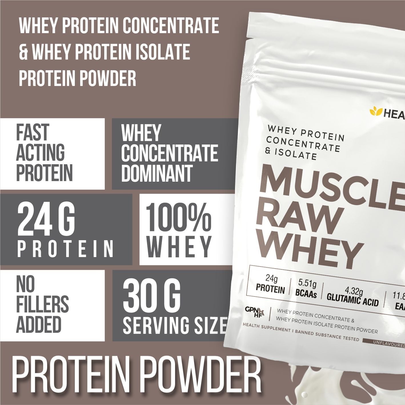 Healthfarm Muscle Raw Whey + Creatine (50g) Combo