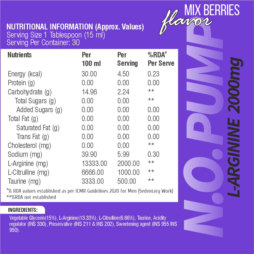 N.O. PUMP - LIQUID L-ARGININE (30 Servings)