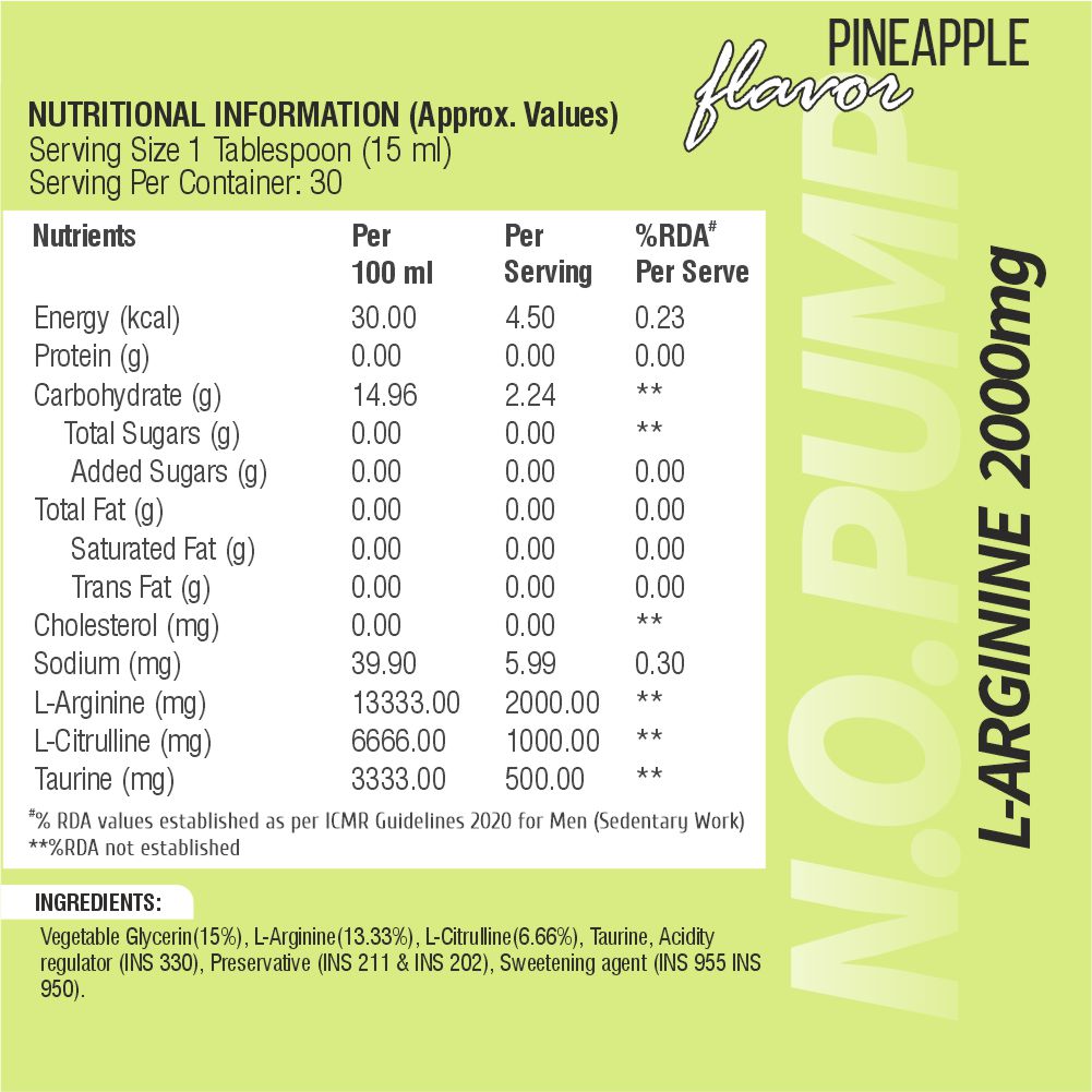 N.O. PUMP - LIQUID L-ARGININE (30 Servings)