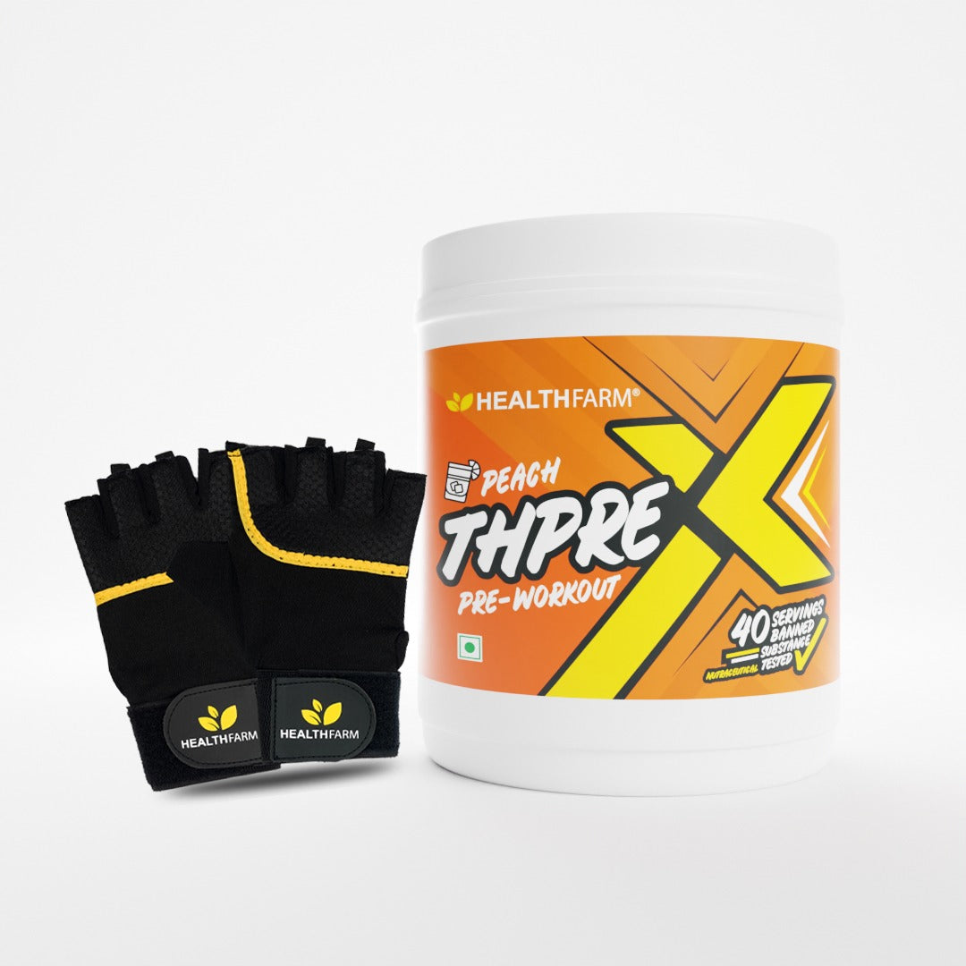 Healthfarm ThPreX Pre Workout (500g) + Gym Gloves