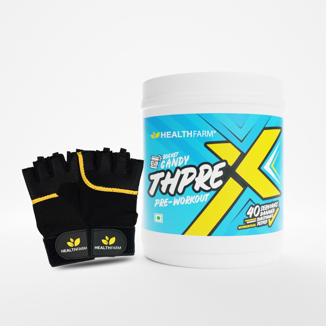 Healthfarm ThPreX Pre Workout (500g) + Gym Gloves