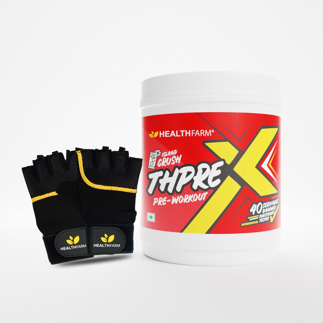 Healthfarm ThPreX Pre Workout (500g) + Gym Gloves
