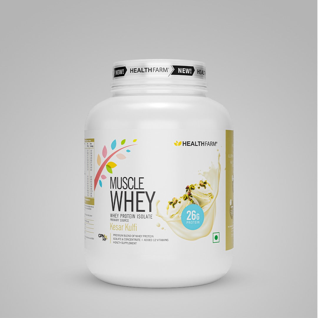 HealthFarm Muscle Whey Protein Isolate & Concentrate | Premium Blend of Whey Protein