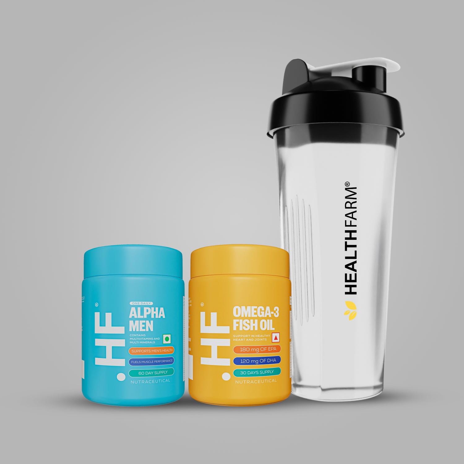 Healthfarm Alpha Men + Omega 3 Fish Oil Combo (Free Plastic Shaker)