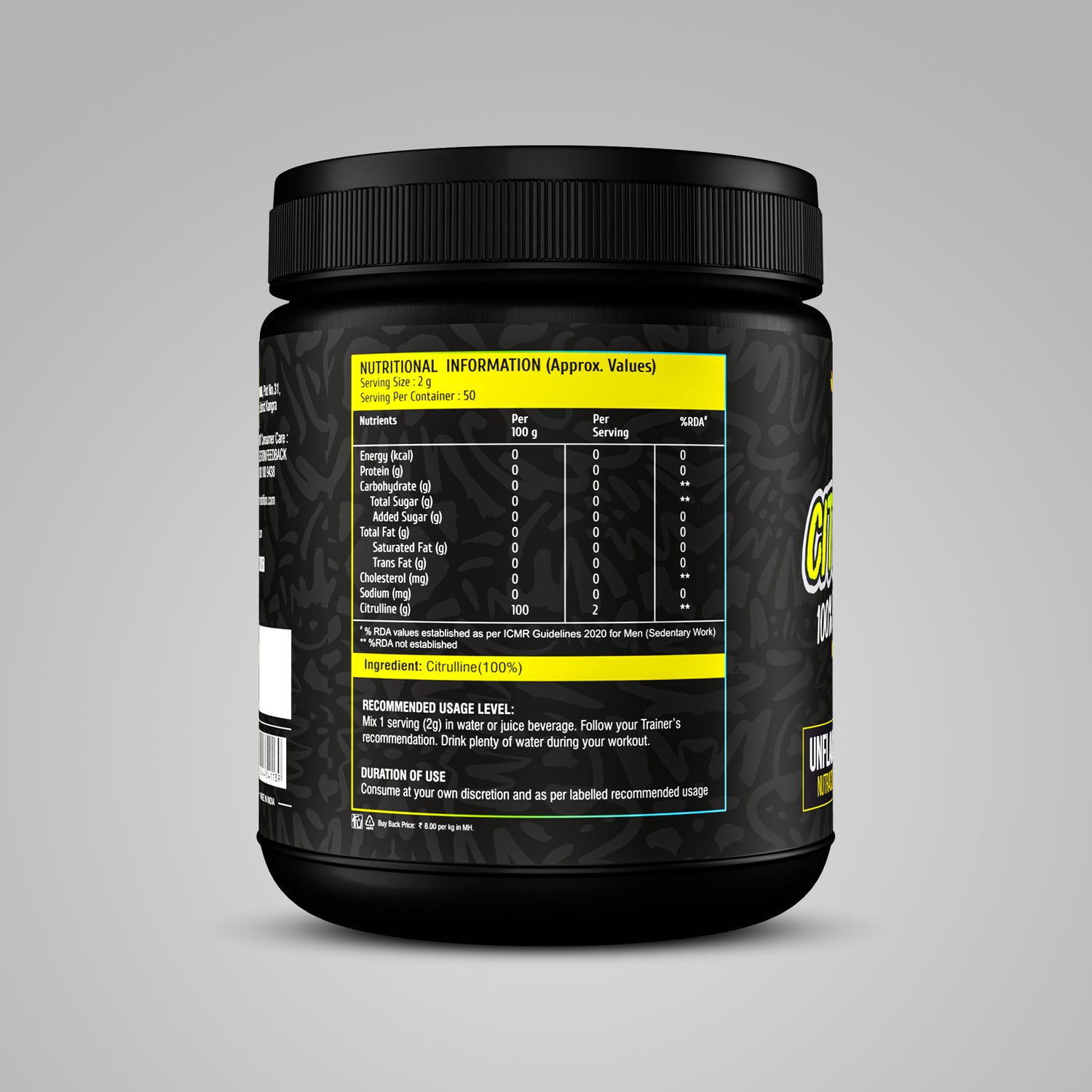 HealthFarm L-Citrulline Mallate for Muscle Power & Pump (100gm)