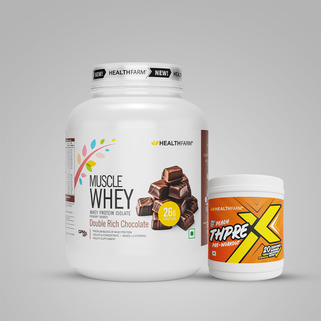 Healthfarm Muscle Whey (2Kg) + ThPreX Pre-workout + Free Shaker